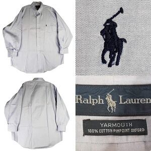 Polo Ralph Lauren Shirt Oxford Blue Button Down LS Mens Size XXL 17 Yarmouth